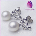 Butterfly Bridal Jewelry 925 Sterling Silver Freshwater AAA 8-9mm Pearl Earring